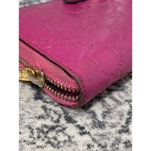 Gucci Guccissima Bow Zip Around Long Wallet in Fuschia - Picture 7 of 9
